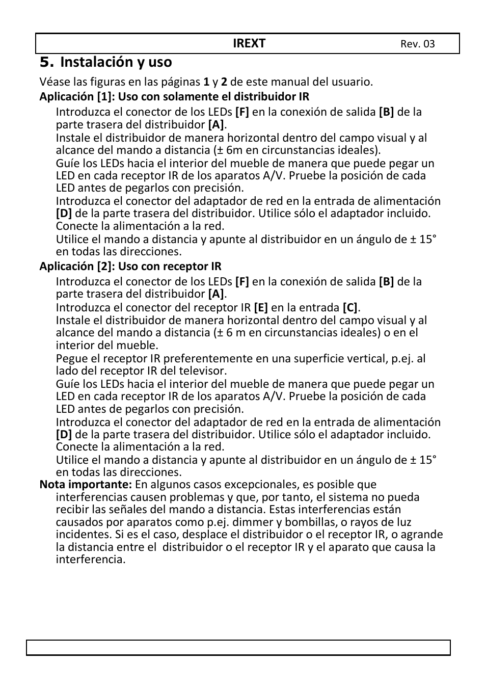 Instalación y uso | Velleman IREXT User Manual | Page 13 / 20