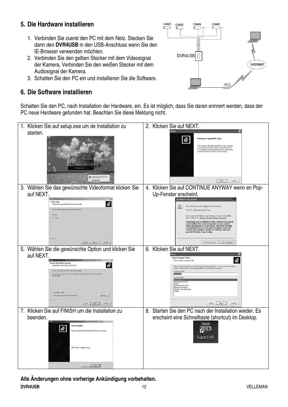 Velleman DVR4USB User Manual | Page 12 / 12