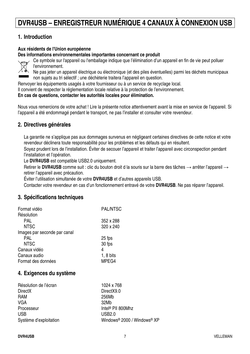 Velleman DVR4USB User Manual | Page 7 / 12