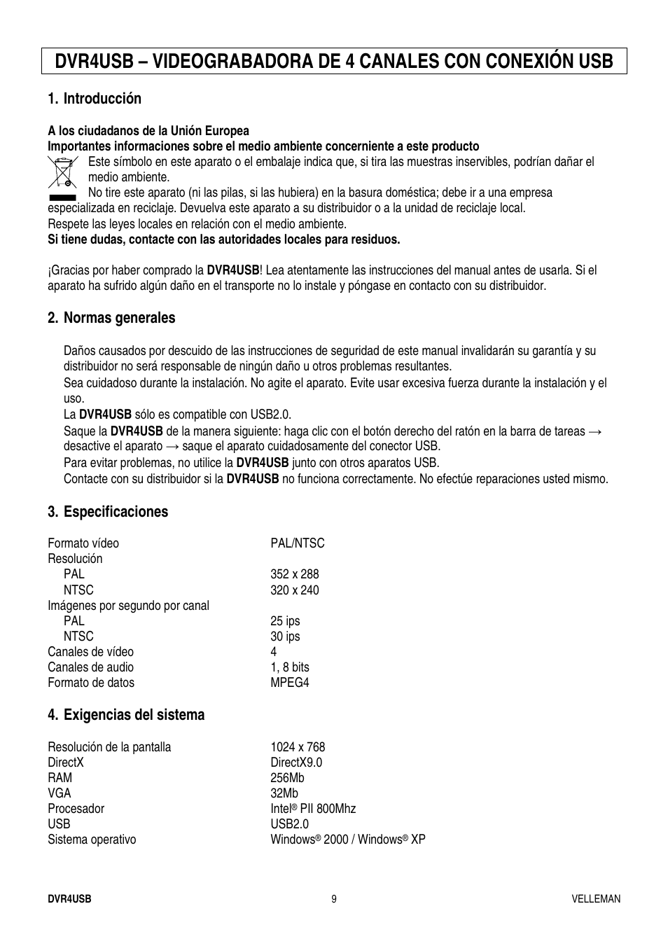 Velleman DVR4USB User Manual | Page 9 / 12