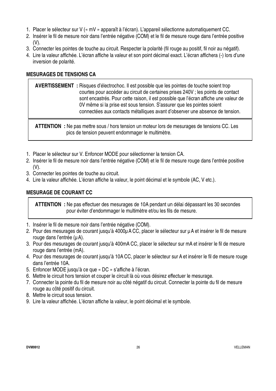 Velleman DVM9912 User Manual | Page 26 / 53