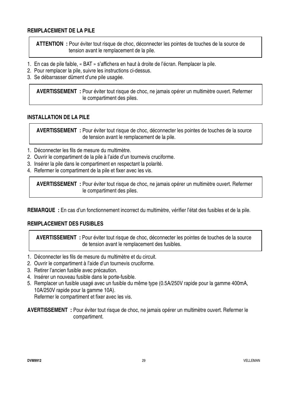 Velleman DVM9912 User Manual | Page 29 / 53