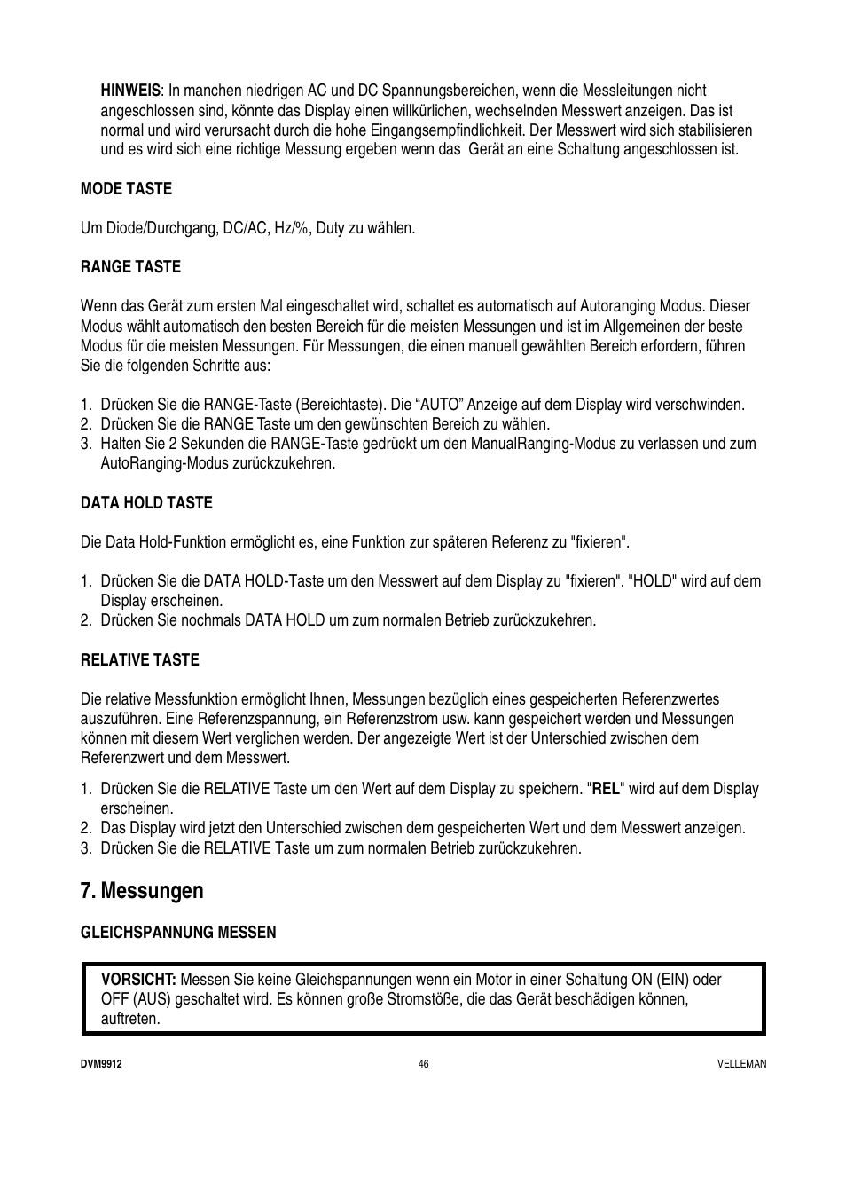 Messungen | Velleman DVM9912 User Manual | Page 46 / 53