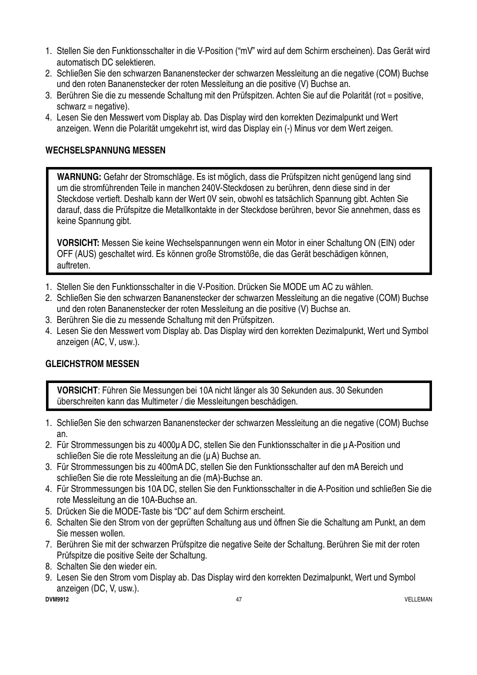 Velleman DVM9912 User Manual | Page 47 / 53