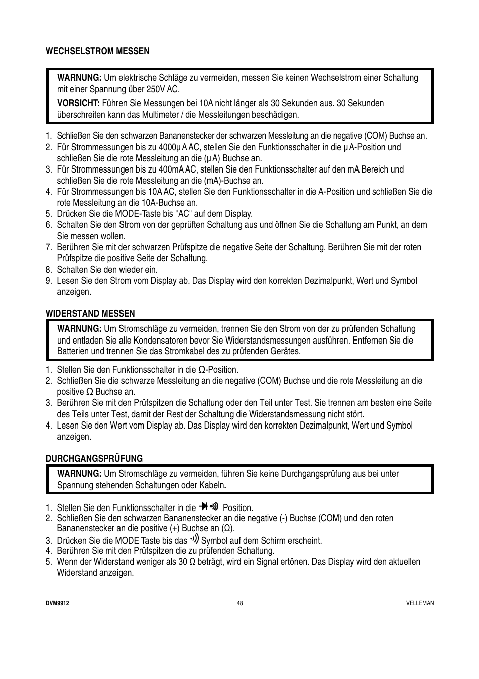 Velleman DVM9912 User Manual | Page 48 / 53