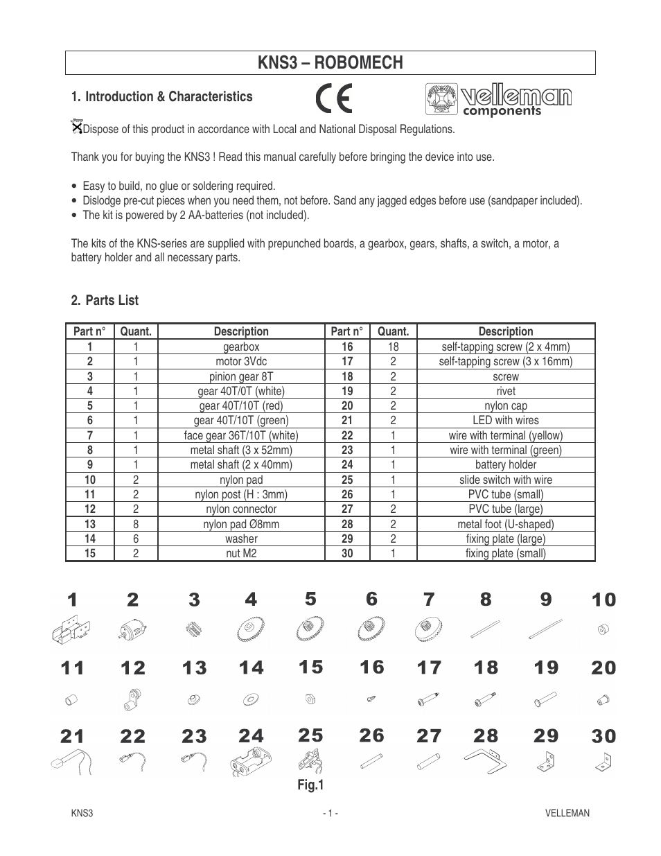 Velleman KNS3 User Manual | 9 pages