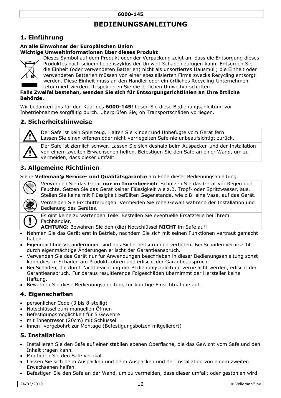 Edienu, Ungsan, Nleitun | Velleman 6000-145 User Manual | Page 12 / 19