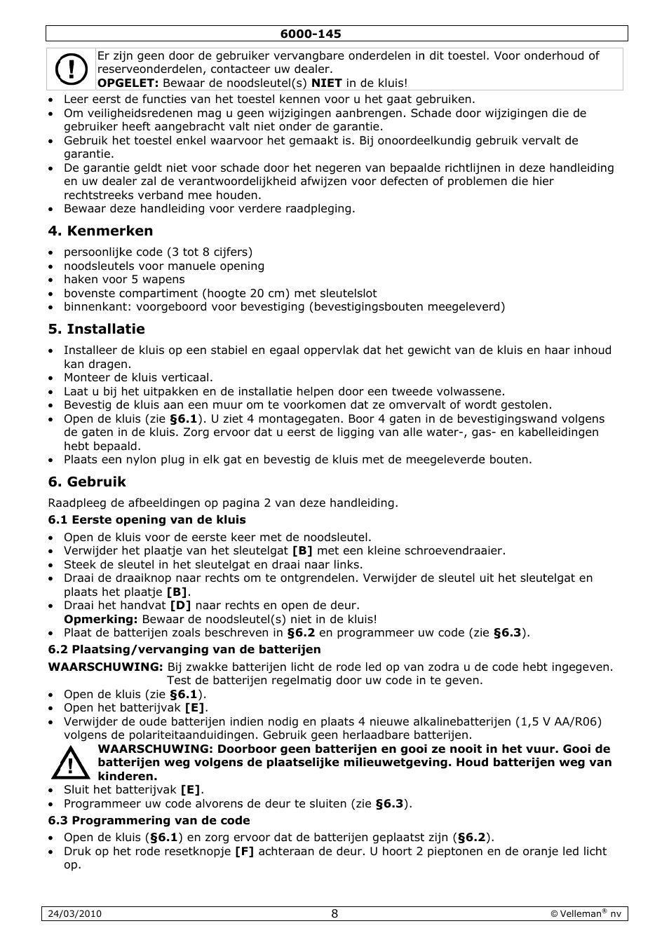 Velleman 6000-145 User Manual | Page 8 / 19