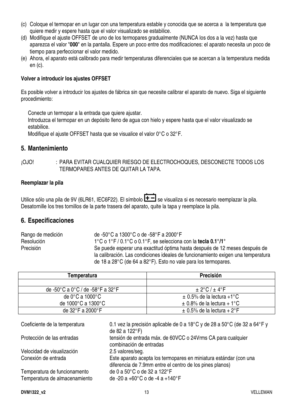 Velleman DVM1322 User Manual | Page 13 / 19