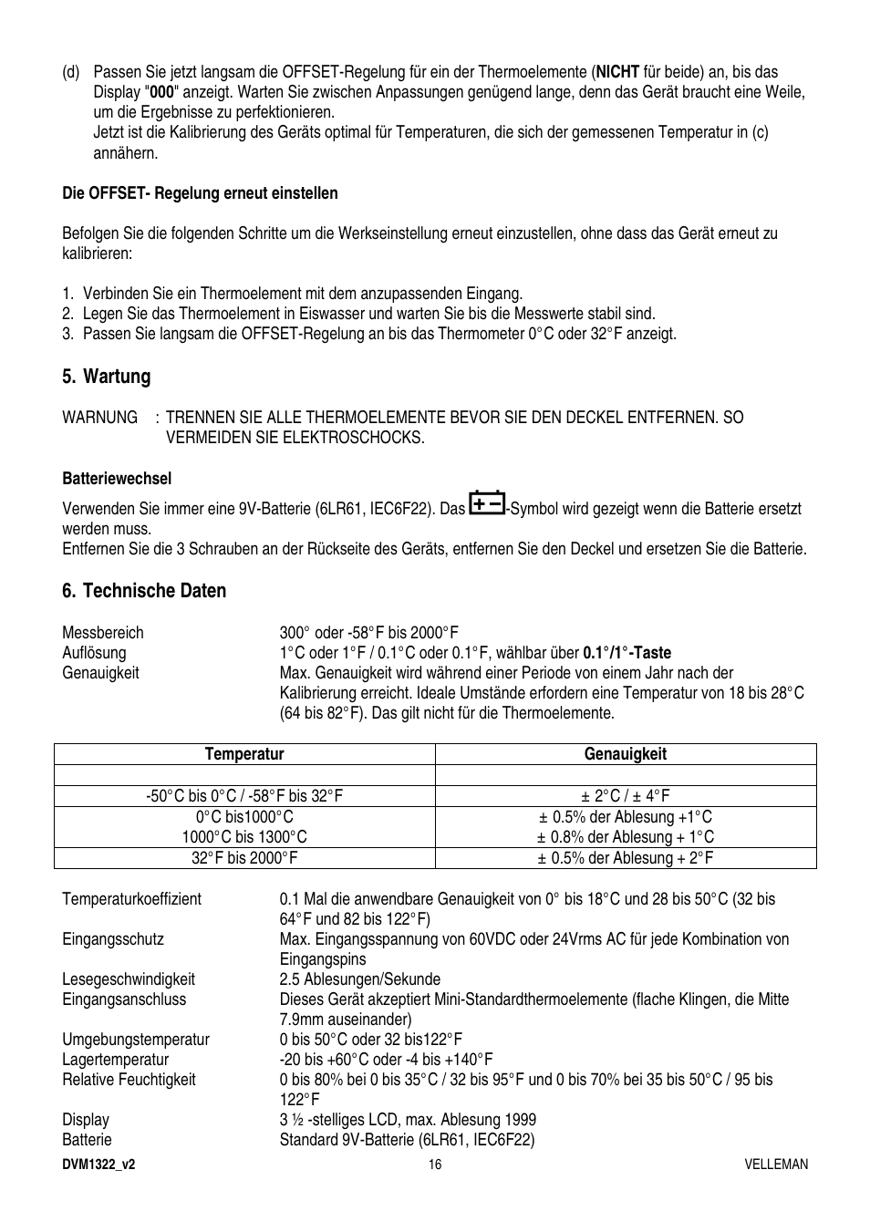 Velleman DVM1322 User Manual | Page 16 / 19