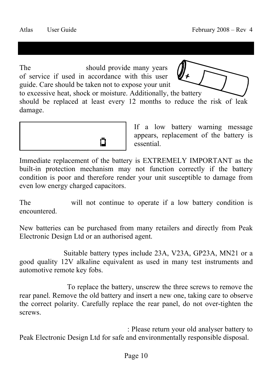 Care of your atlas esr | Velleman ESR70 User Manual | Page 10 / 14