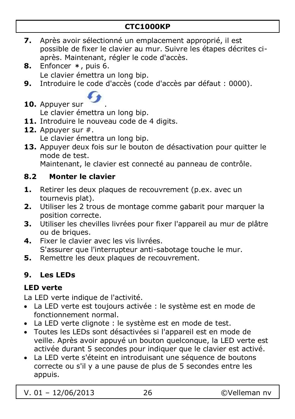 2 monter le clavier, Les leds, Led verte | Velleman CTC1000KP User Manual | Page 26 / 69