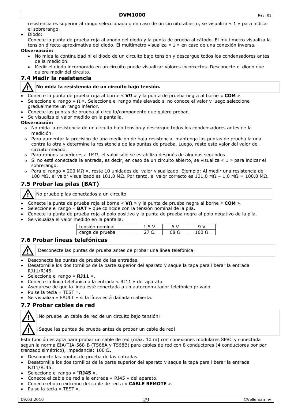 Velleman DVM1000 User Manual | Page 29 / 41