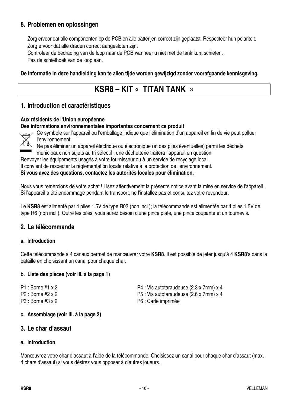 Ksr8 – kit « titan tank | Velleman KSR8 User Manual | Page 10 / 16