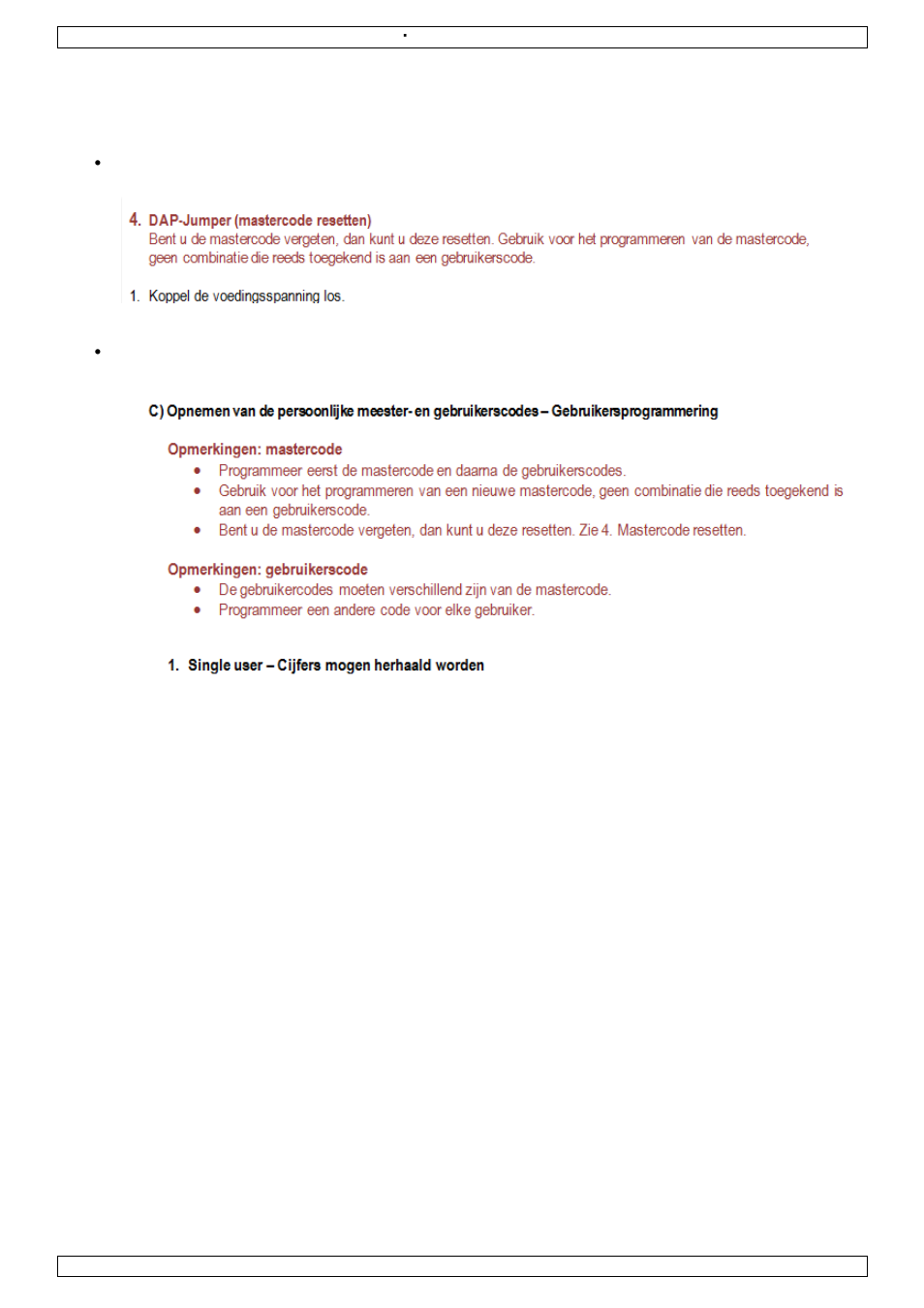 Nederlands | Velleman HAA85BL Setting Master Code and User Code User Manual | Page 3 / 6