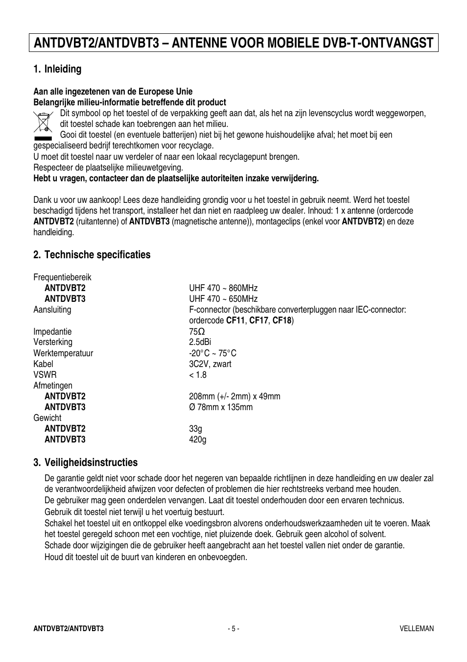 Velleman ANTDVBT2 User Manual | Page 5 / 12