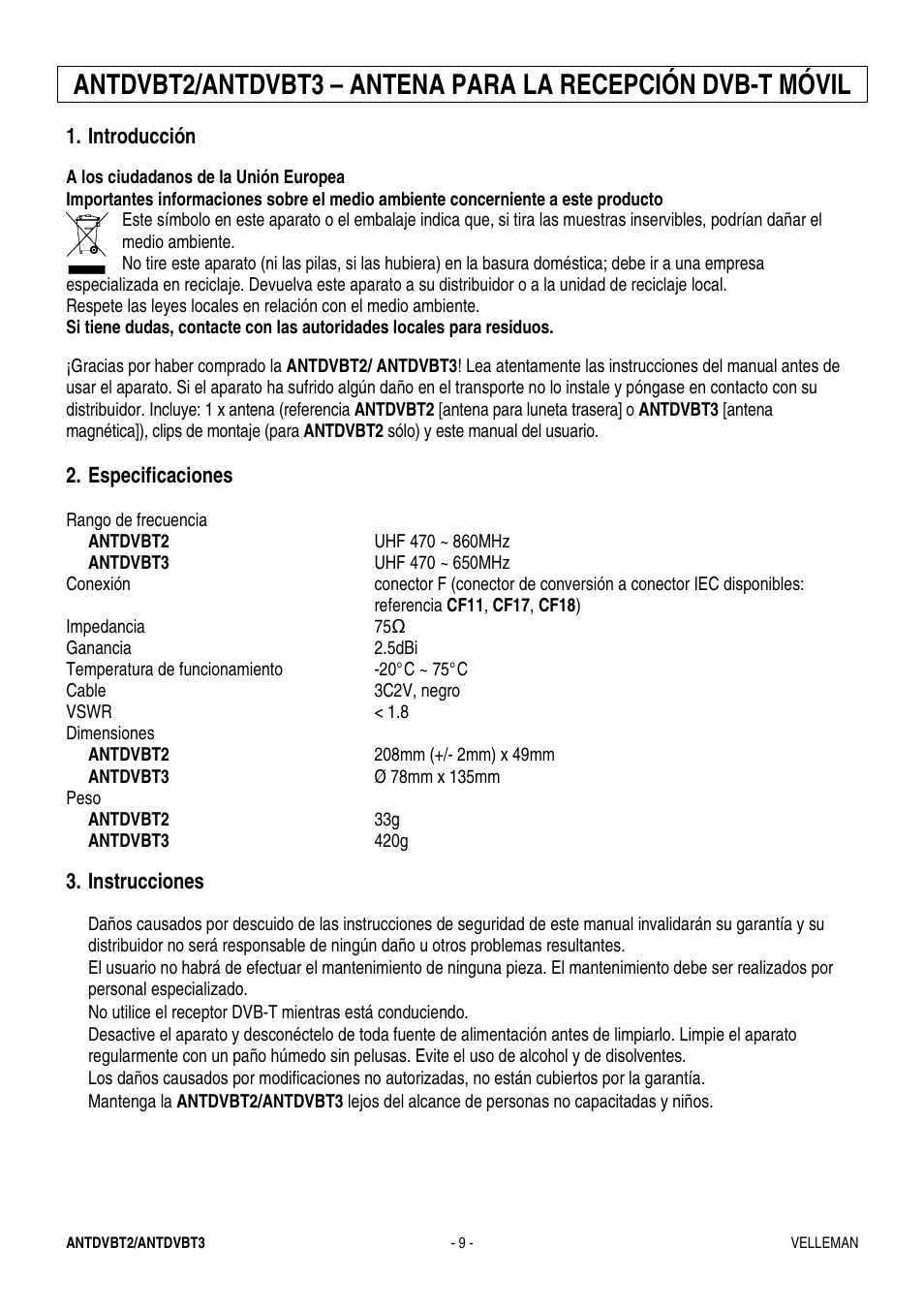 Velleman ANTDVBT2 User Manual | Page 9 / 12