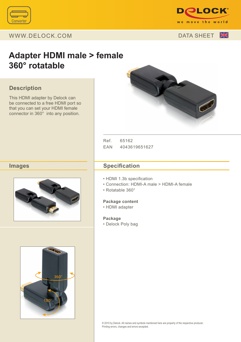 DeLOCK 65162 User Manual | 1 page