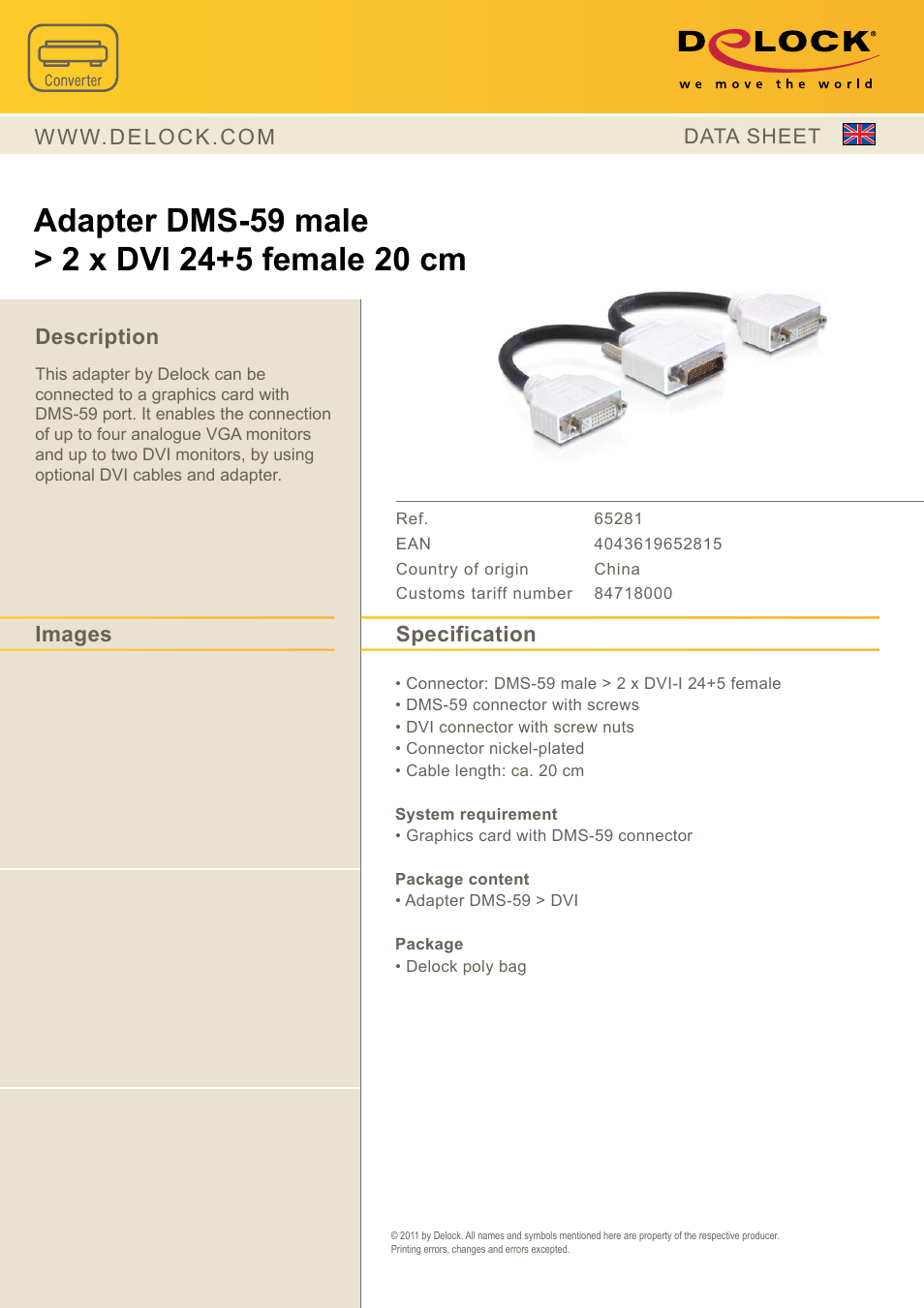 DeLOCK 65281 User Manual | 1 page