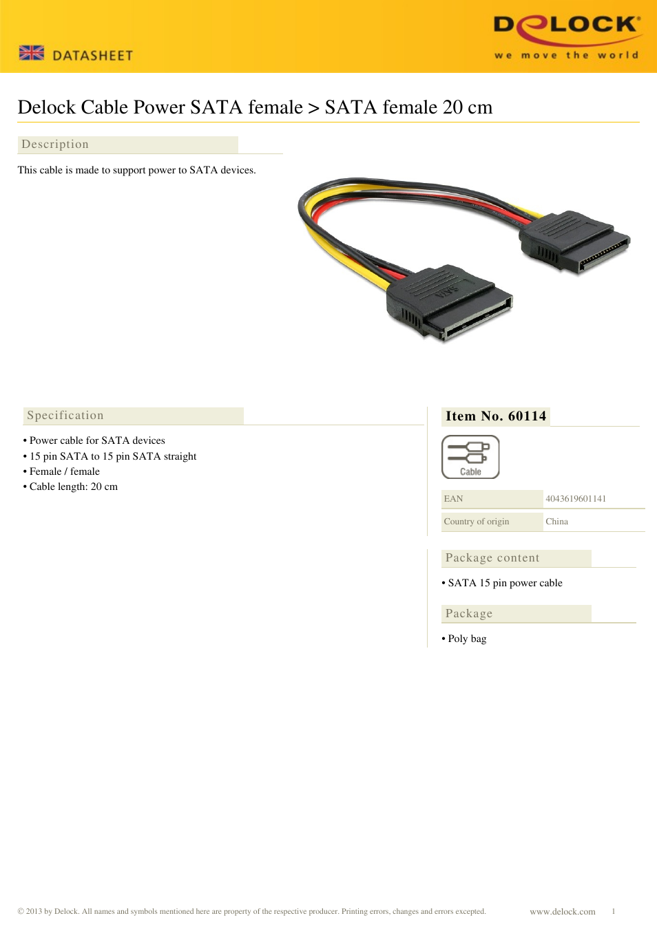 DeLOCK 60114 User Manual | 1 page