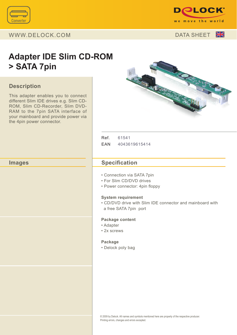 DeLOCK 61541 User Manual | 1 page