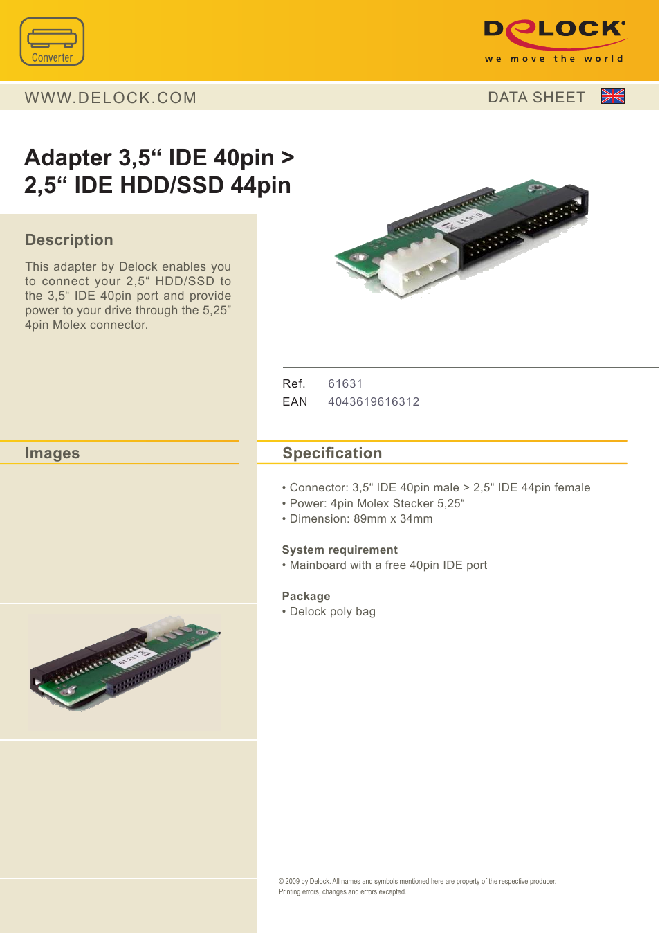 DeLOCK 61631 User Manual | 1 page