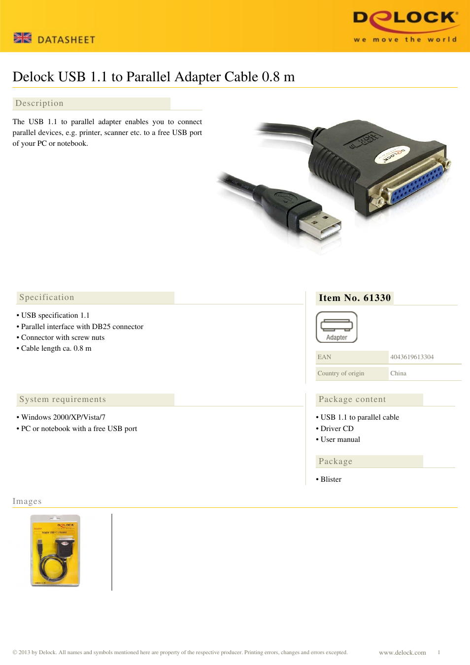 DeLOCK 61330 User Manual | 1 page