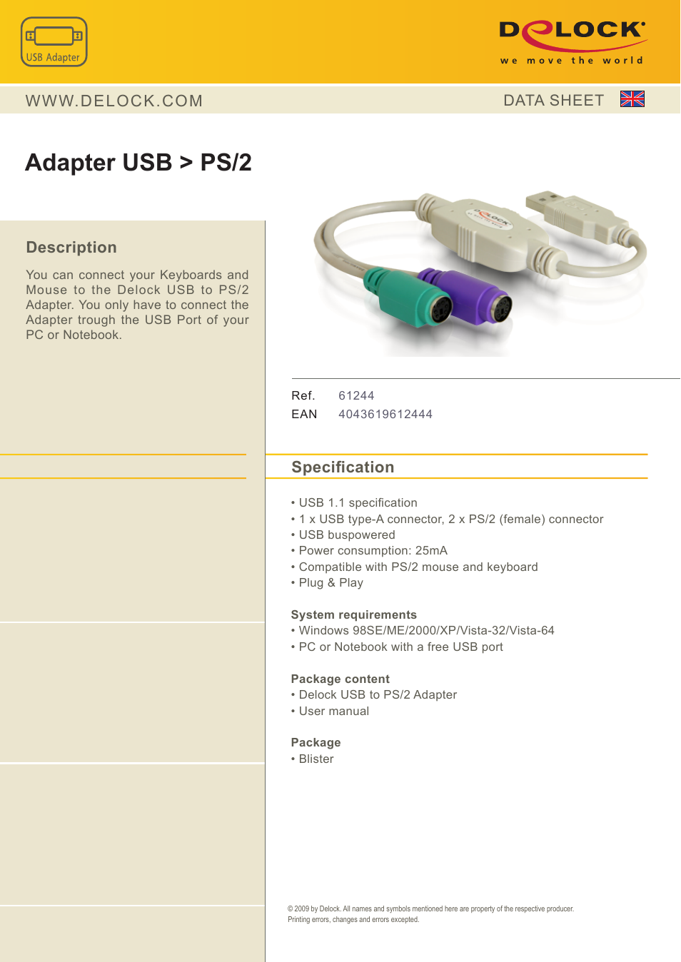 DeLOCK 61244 User Manual | 1 page