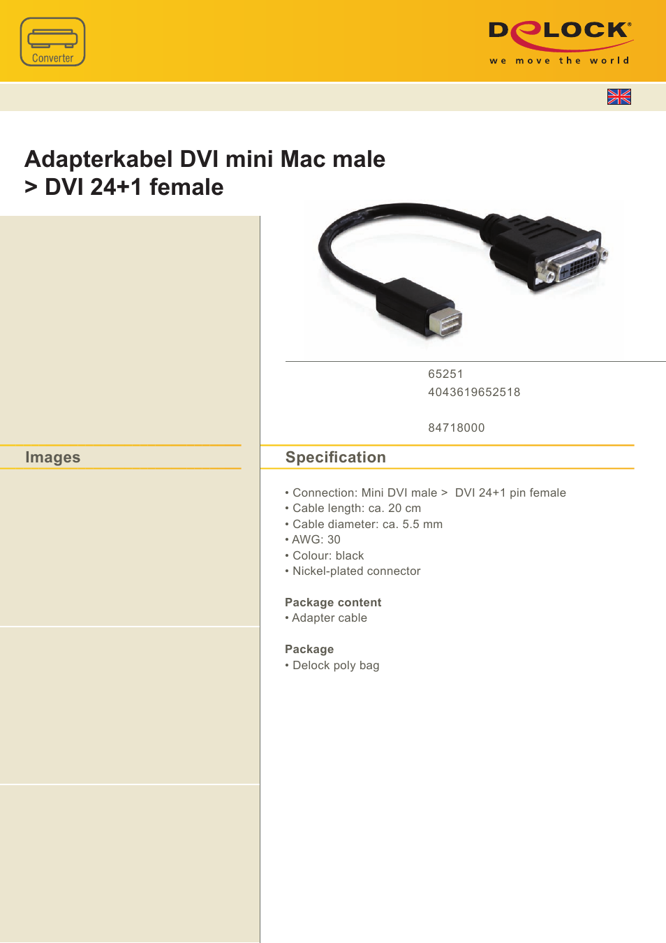 DeLOCK 65251 User Manual | 1 page