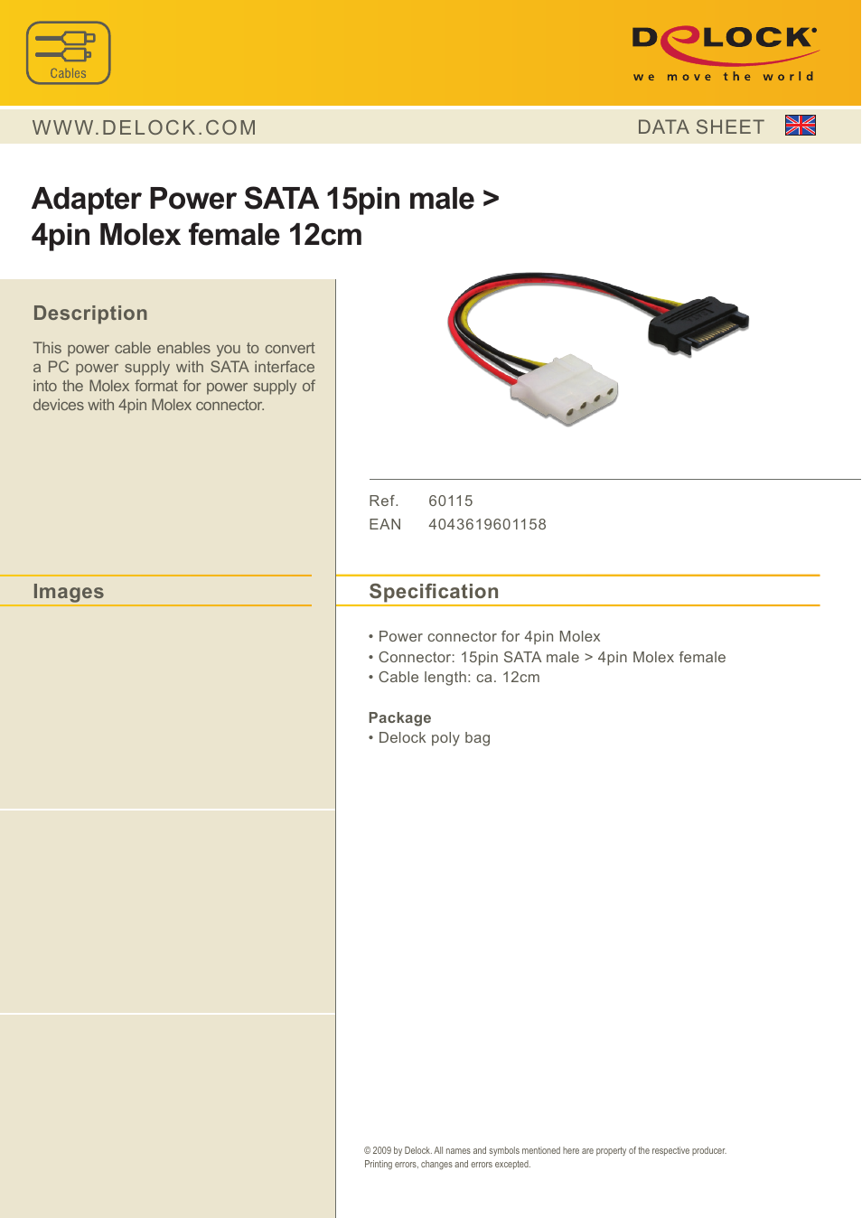 DeLOCK 60115 User Manual | 1 page