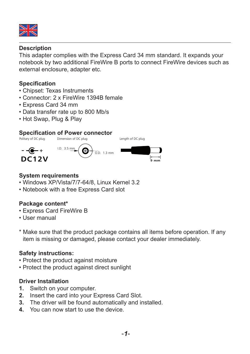 Dc12v | DeLOCK 66205 User Manual | Page 2 / 14