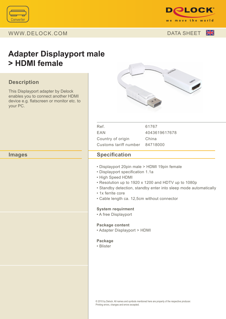 DeLOCK 61767 User Manual | 1 page