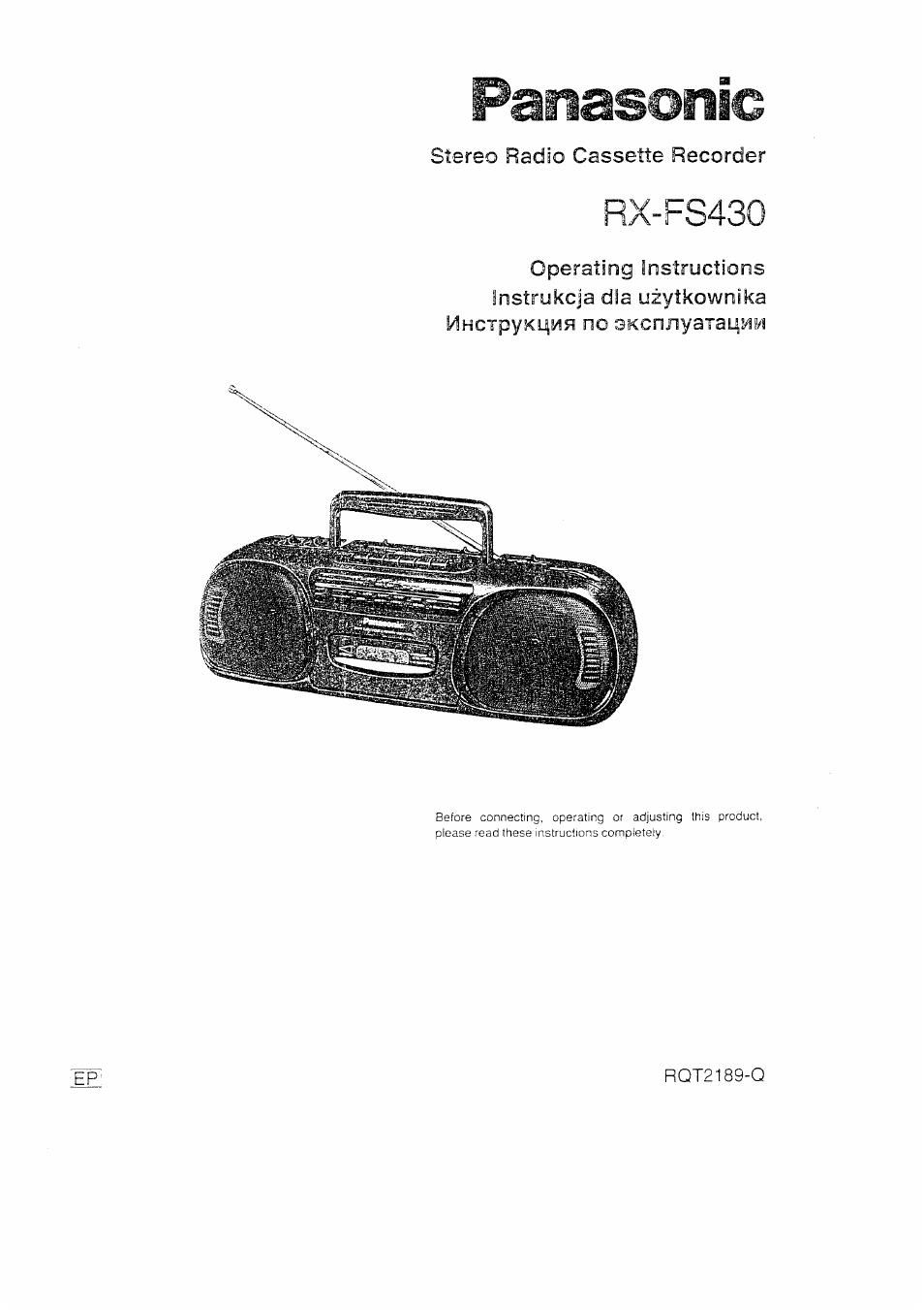 Panasonic RX-FS430 EP9K User Manual | 17 pages