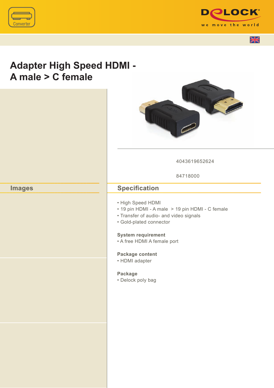 DeLOCK 65262 User Manual | 1 page