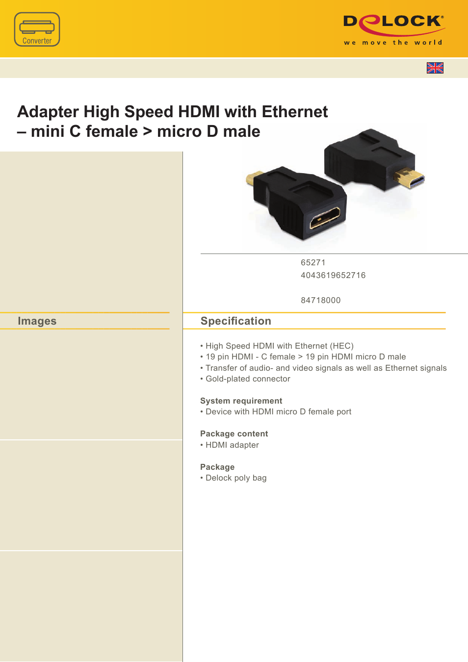 DeLOCK 65271 User Manual | 1 page