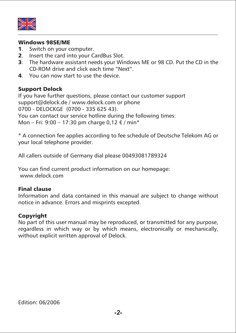 Pcmcia adapter, cardbus to 2 x firewire, W w w. d e loc k .co m | DeLOCK 61114 User Manual | Page 3 / 3