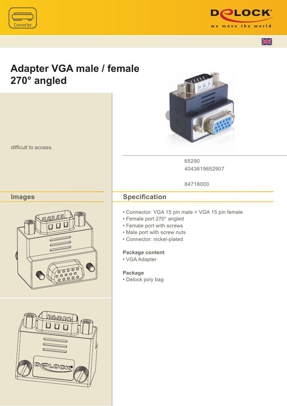 DeLOCK 65290 User Manual | 1 page