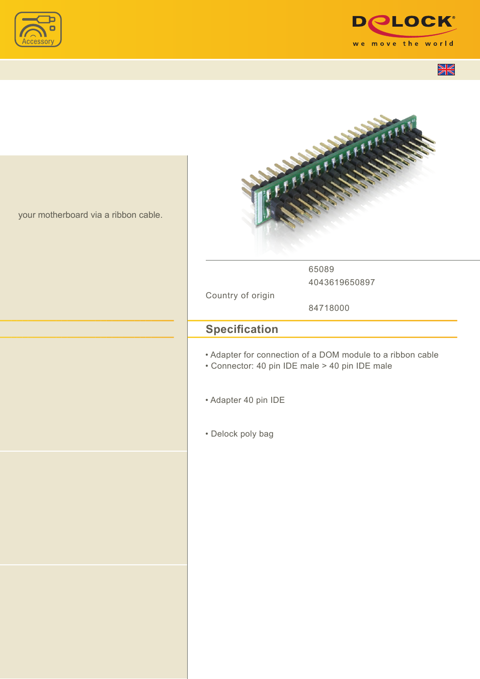 DeLOCK 65089 User Manual | 1 page