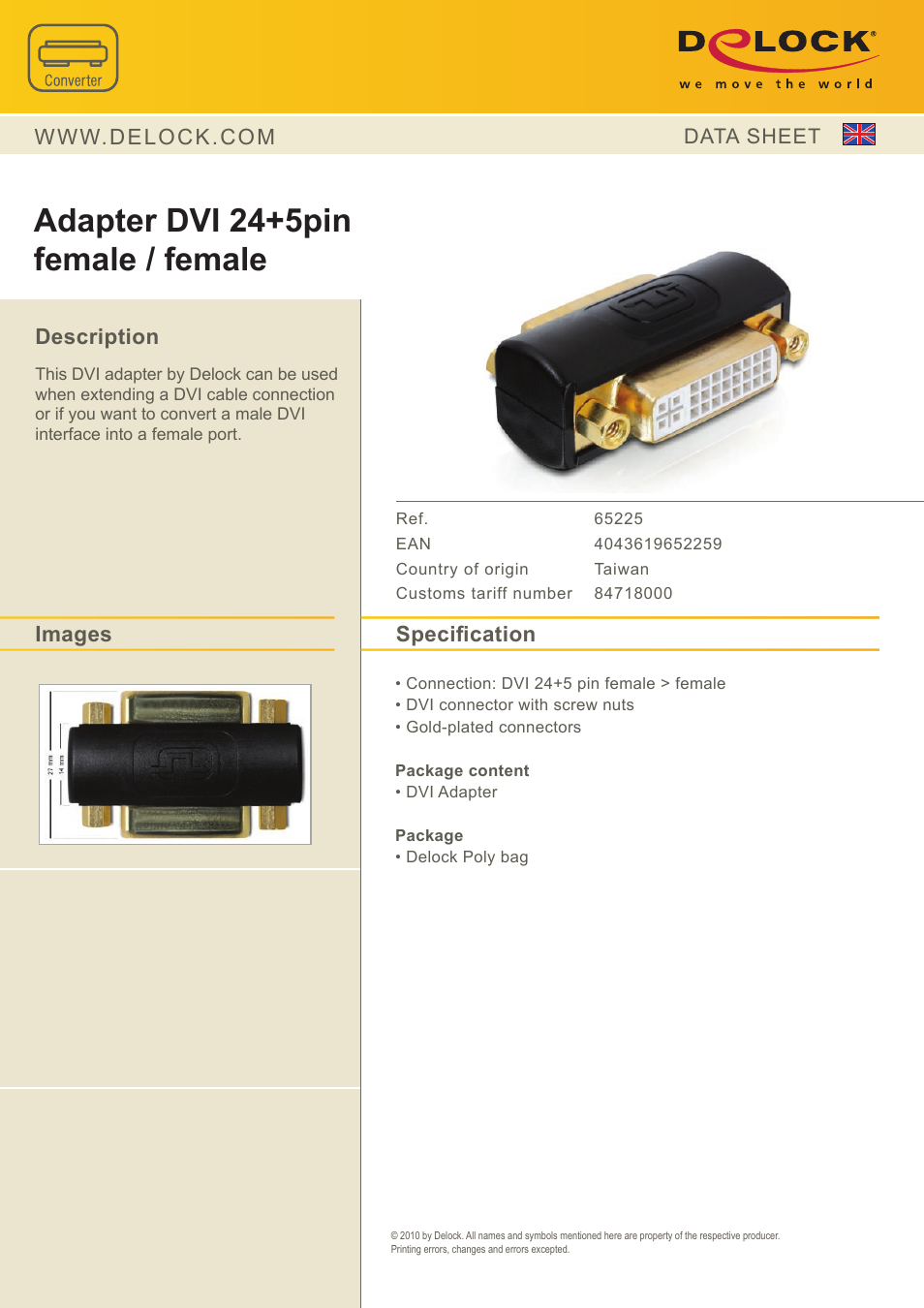 DeLOCK 65225 User Manual | 1 page