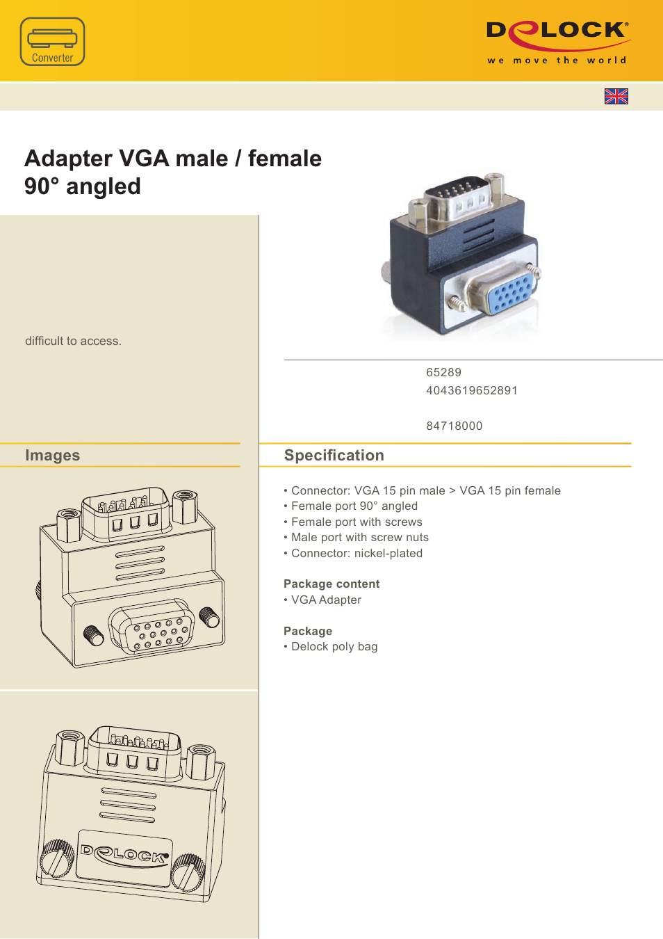 DeLOCK 65289 User Manual | 1 page