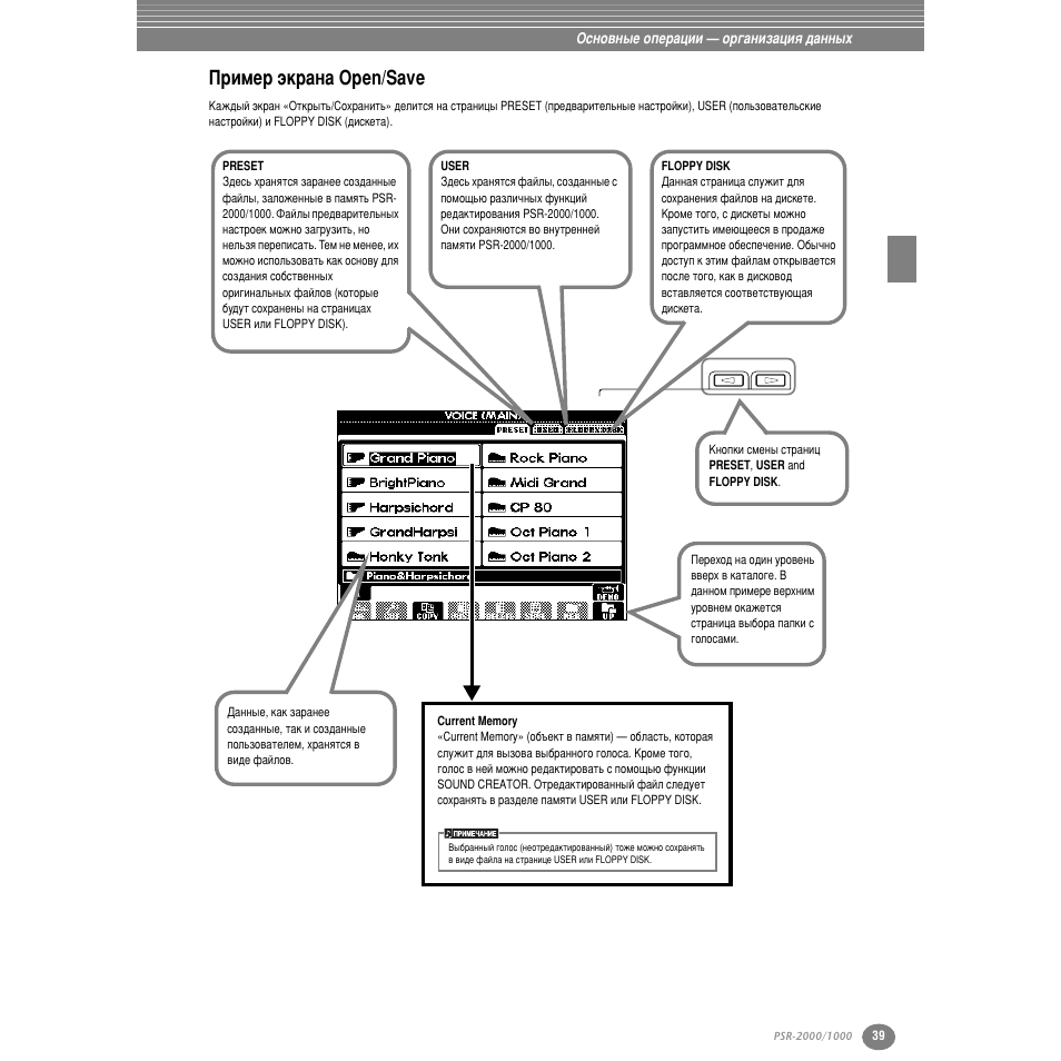 Ирлпвр ˝нр‡м‡ open/save, И лпв ˝н ‡м‡ open/save | Yamaha PSR-2000 User Manual | Page 38 / 170