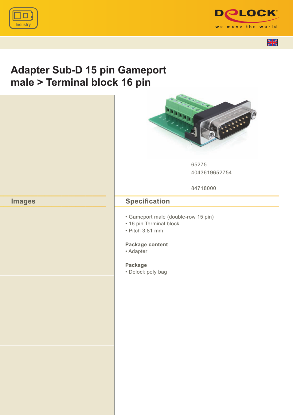 DeLOCK 65275 User Manual | 1 page