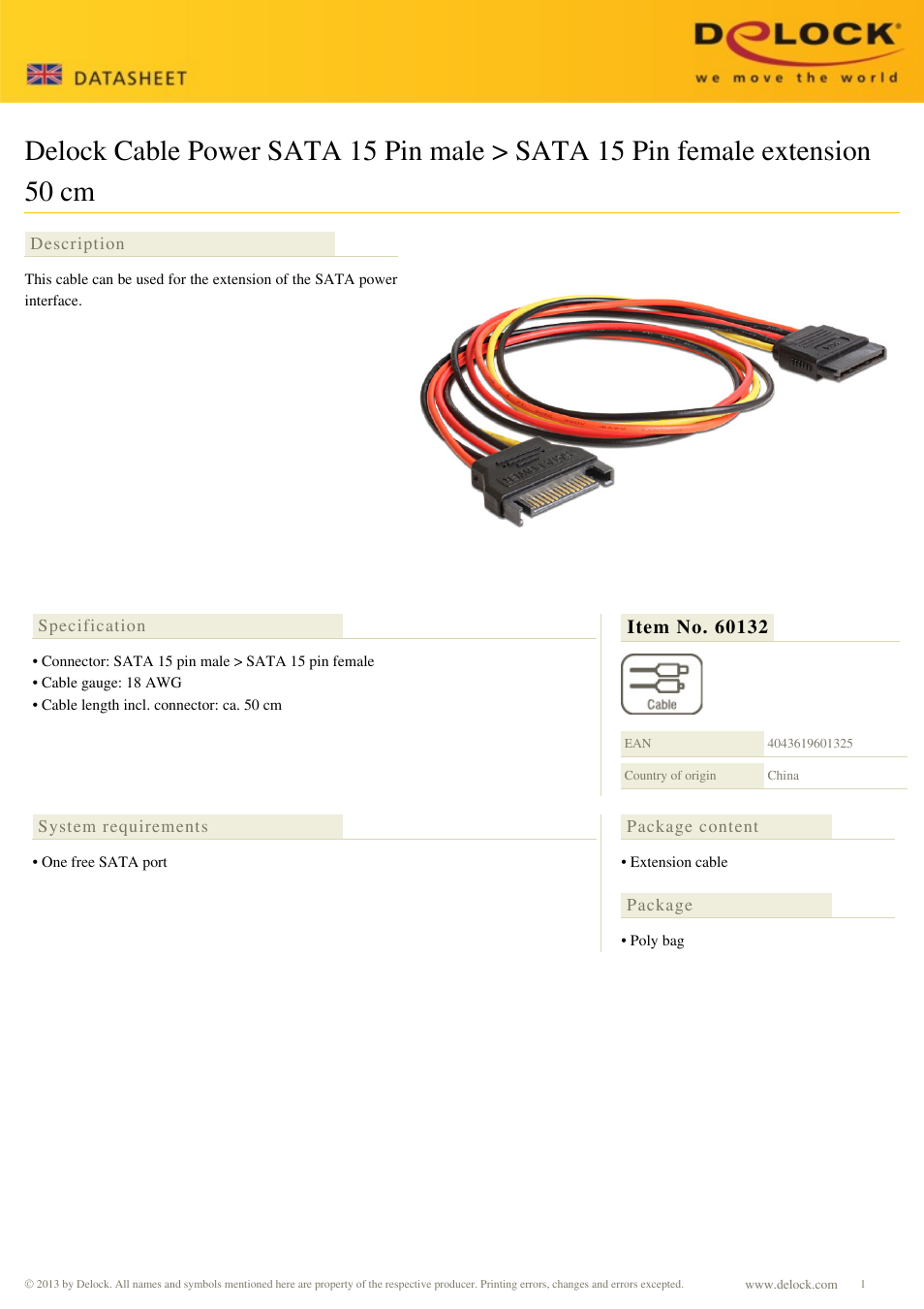 DeLOCK 60132 User Manual | 1 page