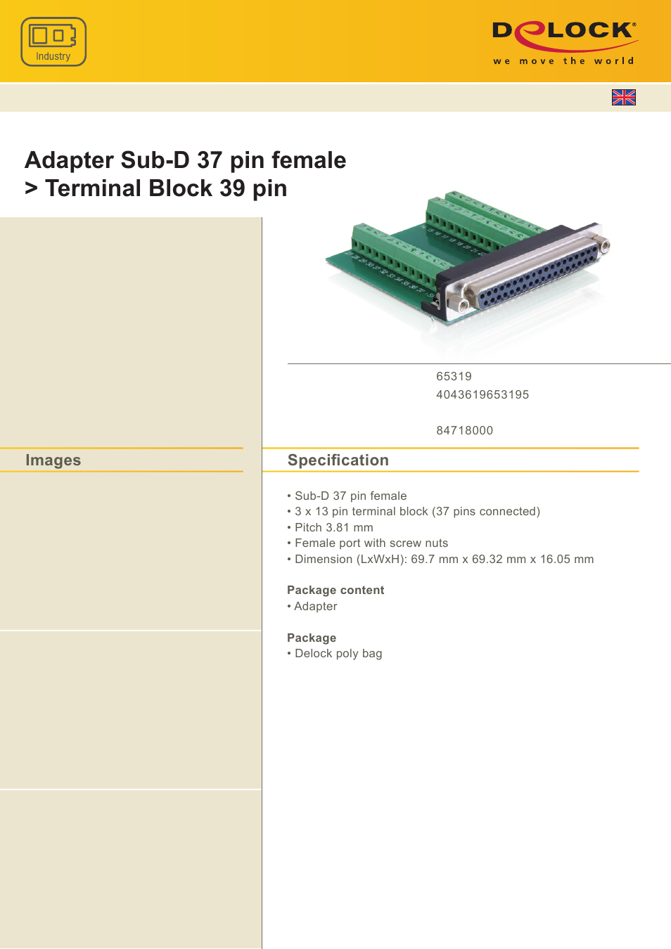 DeLOCK 65319 User Manual | 1 page