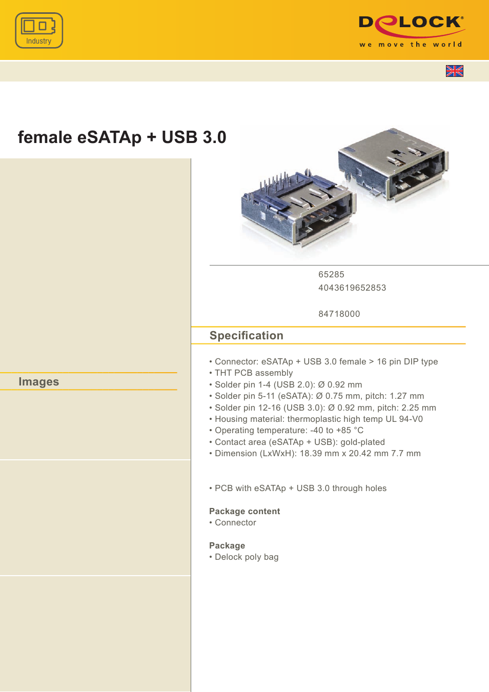 DeLOCK 65285 User Manual | 1 page