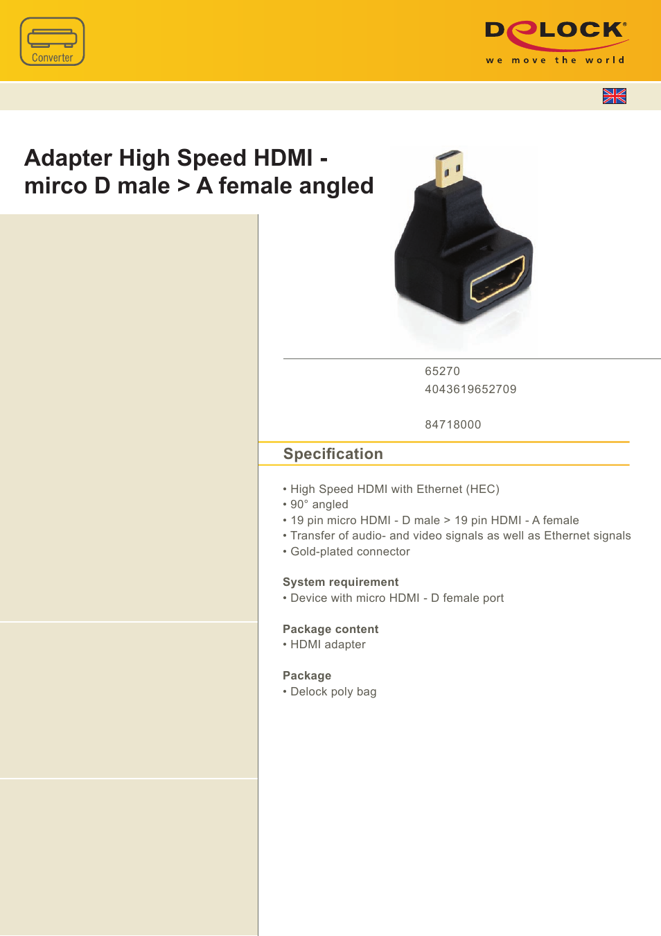 DeLOCK 65270 User Manual | 1 page