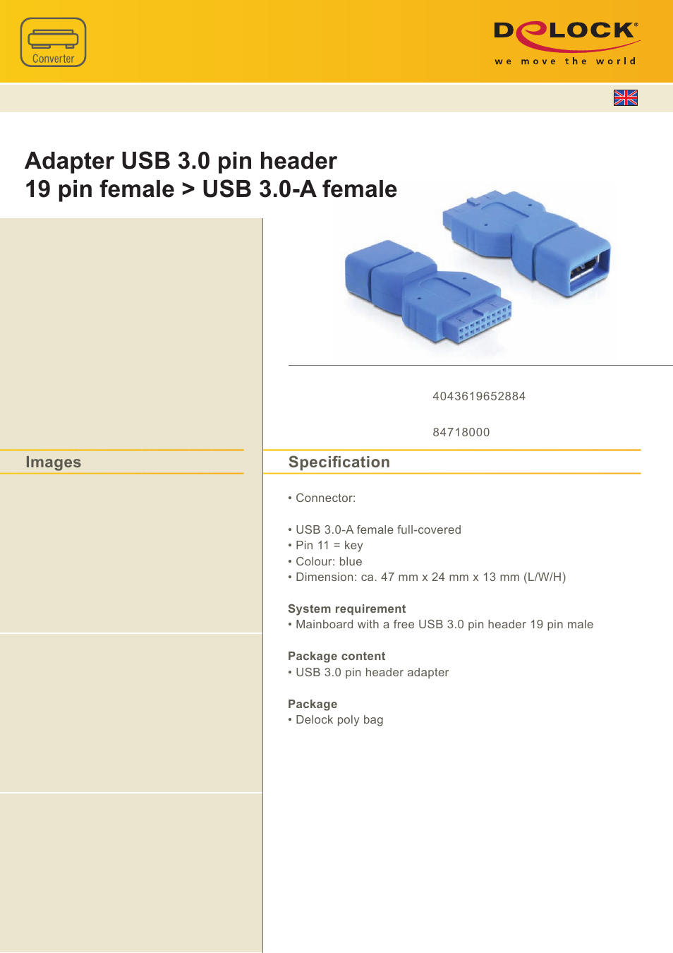 DeLOCK 65288 User Manual | 1 page