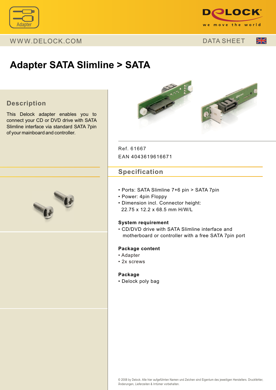 DeLOCK 61667_data_sheet User Manual | 1 page