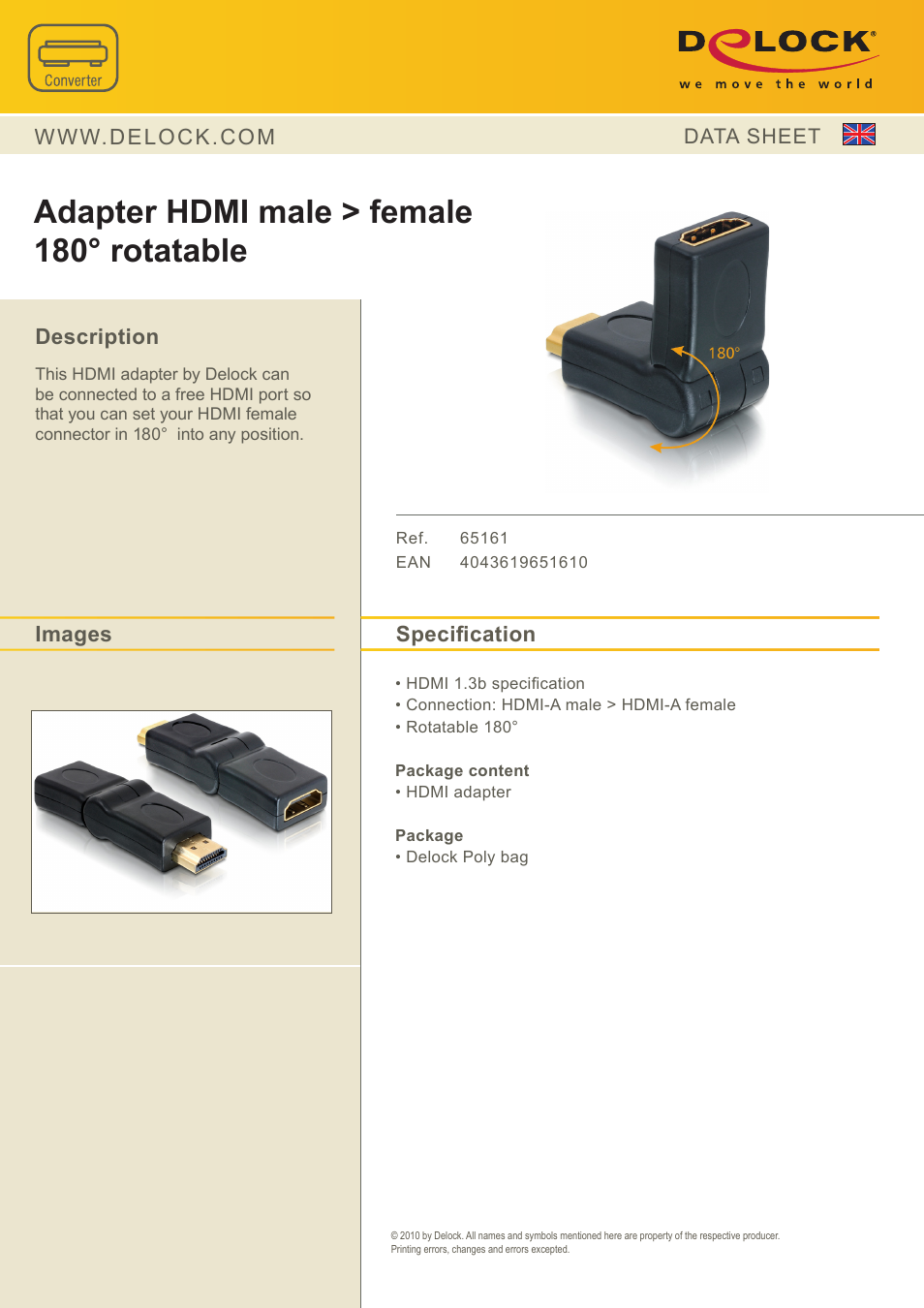 DeLOCK 65161 User Manual | 1 page