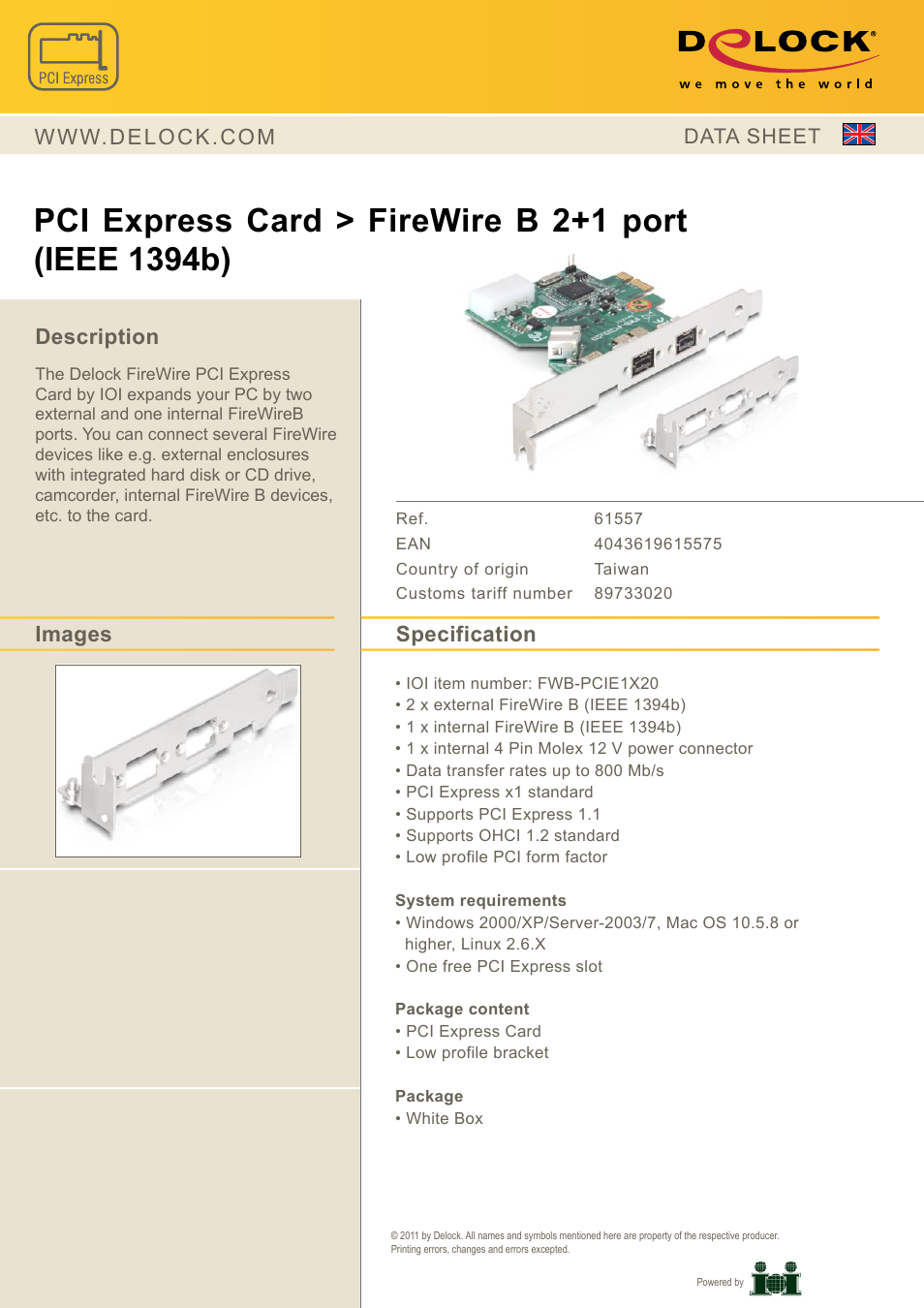 DeLOCK 61557 User Manual | 1 page